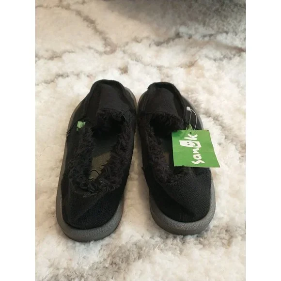 NWT Women's Sanuk Donna Hemp Chill Soft Fur Lined Black Size 5 - Picture 3 of 7